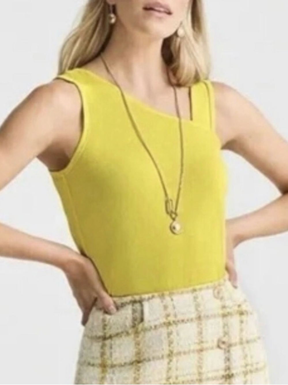 CAbi Bright Yellow Asymmetric Radiant Tank Top